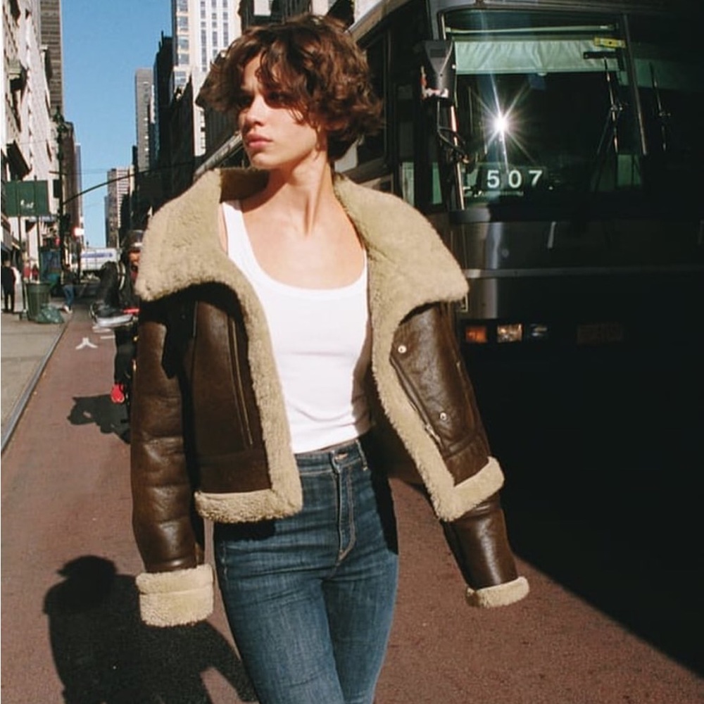 Zara Double Sided Short Shearling Jacket